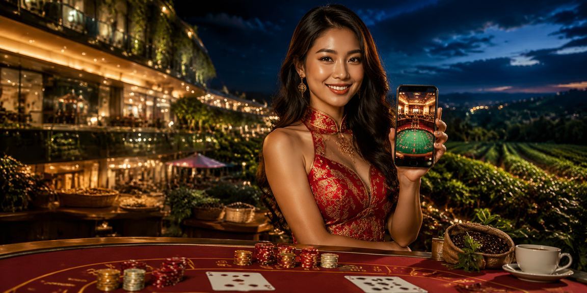 Người dùng tại Hà Nội trải nghiệm live casino trên điện thoại tại quán cà phê buổi tối