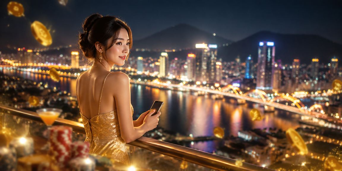 Người chơi tại Đà Nẵng trải nghiệm casino trực tuyến trên điện thoại di động với khung cảnh biển phía sau